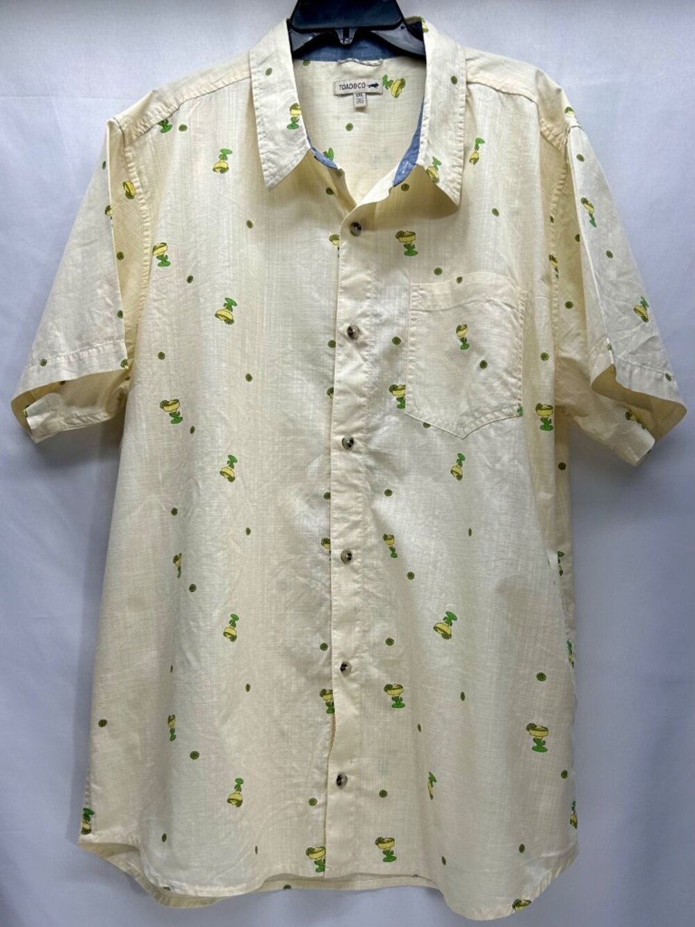 Toad & Co Men's Short Sleeve Button Up 2XL Margaritas Lime